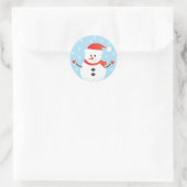 Frohe Weihnachten Snowman Snowflakes Rot Runder Aufkleber (Tasche)