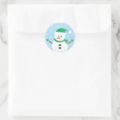Frohe Weihnachten Snowman Snowflakes Runder Aufkleber (Tasche)