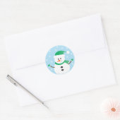 Frohe Weihnachten Snowman Snowflakes Runder Aufkleber (Umschlag)