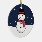 Frohe Weihnachten Snowman Snowy Night Keramik Ornament (Rechts)