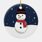 Frohe Weihnachten Snowman Snowy Night Keramik Ornament (Hinten)