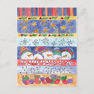 Frohe Weihnachten Snowman Strumpf Schneeflocken