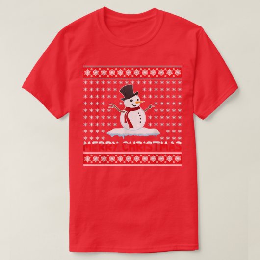 Frohe Weihnachten Snowman T - Shirt (Design vorne)