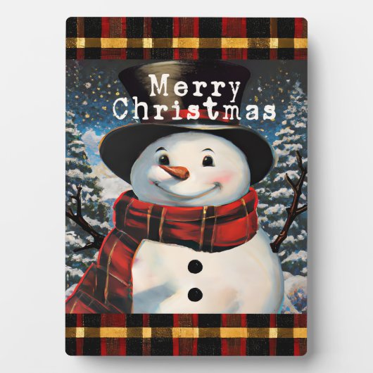 Frohe Weihnachten Snowman Tabletop Plaque mit Ease Fotoplatte (Vorderseite)