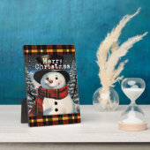 Frohe Weihnachten Snowman Tabletop Plaque mit Ease Fotoplatte (Seite)