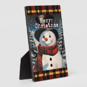 Frohe Weihnachten Snowman Tabletop Plaque mit Ease Fotoplatte (Seite)