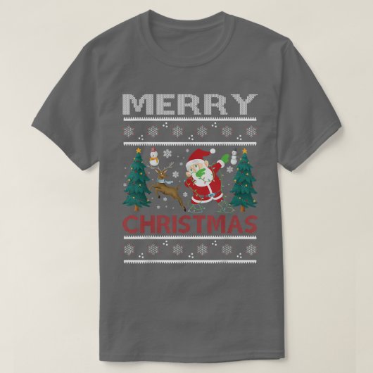 Frohe Weihnachten Snowman Tree Rentier Dabbing San T-Shirt (Design vorne)