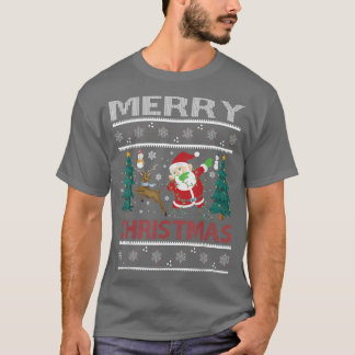 Frohe Weihnachten Snowman Tree Rentier Dabbing San T-Shirt