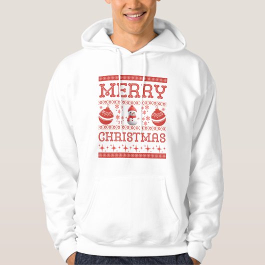 Frohe Weihnachten Snowman Ugly Sweater Hoodie (Vorderseite)