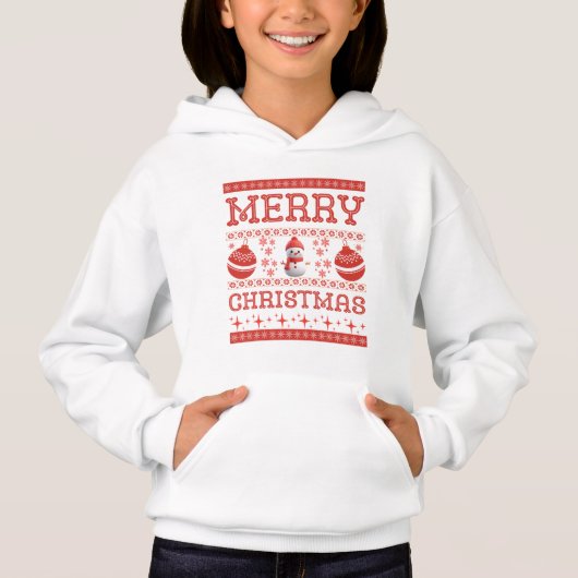 Frohe Weihnachten Snowman Ugly Sweater Hoodie (Vorderseite)