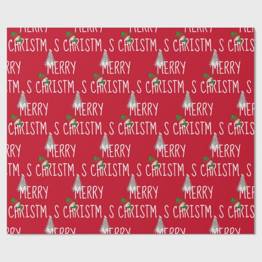 Frohe Weihnachten Snowman und Baum Geschenkpapier (Flach)