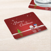 Frohe Weihnachten Snowman und Weihnachten Rechteckiger Pappuntersetzer (angewinkelt)