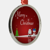 Frohe Weihnachten Snowman und Weihnachten Silbernes Ornament (Rechts)