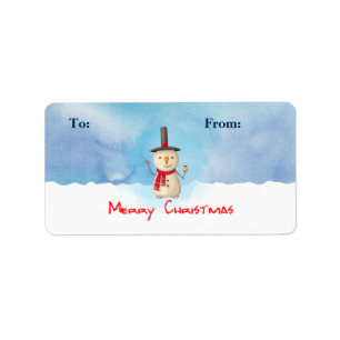 Frohe Weihnachten Snowman Waving Geschenktag Adressaufkleber