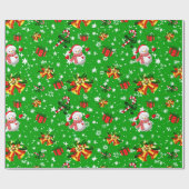 Frohe Weihnachten Snowman Weihnachten Bells Star G Geschenkpapier (Flach)