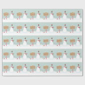 Frohe Weihnachten Snowman Winterlandschaft Geschenkpapier (Flach)