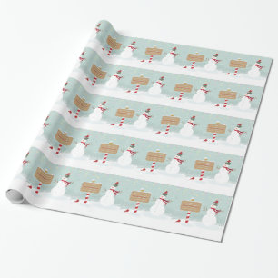 Frohe Weihnachten Snowman Winterlandschaft Geschenkpapier