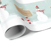 Frohe Weihnachten Snowman Winterlandschaft Geschenkpapier (Rolleneckpunkt)