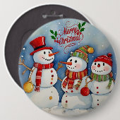 Frohe Weihnachten, Snowmen Feiern Button (Vorne & Hinten)