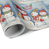 Frohe Weihnachten, Snowmen Feiern Geschenkpapier (Rolleneckpunkt)