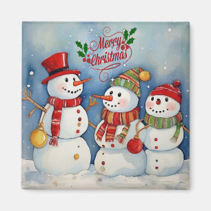 Frohe Weihnachten, Snowmen Feiern Magnet