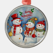 Frohe Weihnachten, Snowmen Feiern Ornament Aus Metall (Vorne)