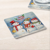 Frohe Weihnachten, Snowmen Feiern Rechteckiger Pappuntersetzer (angewinkelt)