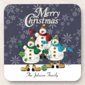 Frohe Weihnachten Snowmen Pals | Weihnachten Untersetzer (Vorderseite)
