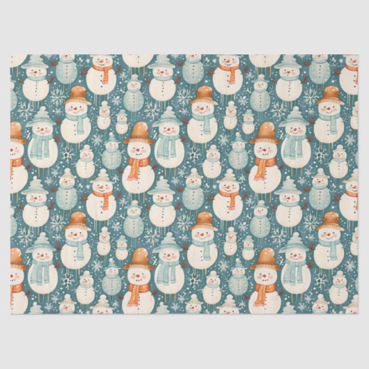 Frohe Weihnachten | Snowmen Weihnachten Seidenpapier (Vorderseite)