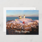 Frohe Weihnachten Snowy Maine Nubble Lighthouse Postkarte (Vorne/Hinten)