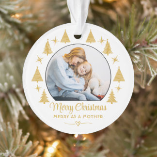Frohe Weihnachten, so froh wie eine Mutter, weißes Ornament