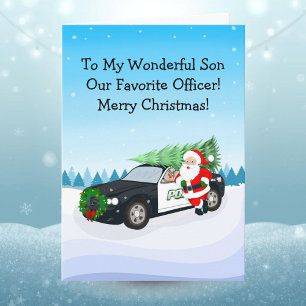 Frohe Weihnachten Sohn Polizeibeamter Santa Cop Au Karte