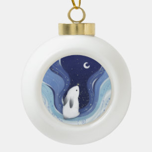 Frohe Weihnachten: Sonne, Mond und Sterne Keramik Kugel-Ornament