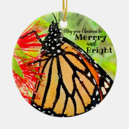 Frohe Weihnachten Sonnenschein Monarch Butterfly Keramik Ornament