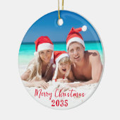 Frohe Weihnachten Sonniges Foto Keramik Ornament (Links)