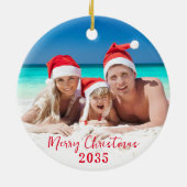 Frohe Weihnachten Sonniges Foto Keramik Ornament (Hinten)