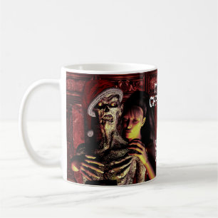 Frohe Weihnachten. Sonniges Skelett mit Frau Kaffeetasse