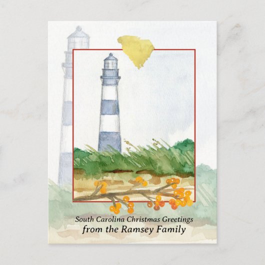 Frohe Weihnachten South Carolina Morris Leuchtturm (Vorderseite)