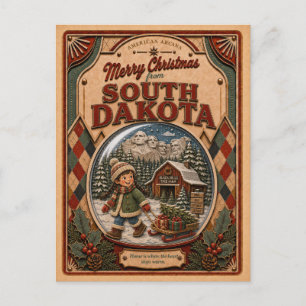 Frohe Weihnachten South Dakota Vintage-Schneekugel