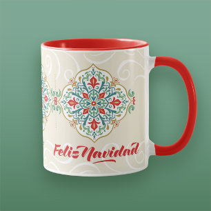 Frohe Weihnachten Spanisch Mexiko Fliese Rot Weihn Tasse