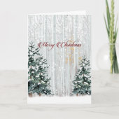Frohe Weihnachten Sparkle Schneeflocken Pine Trees (Vorderseite)