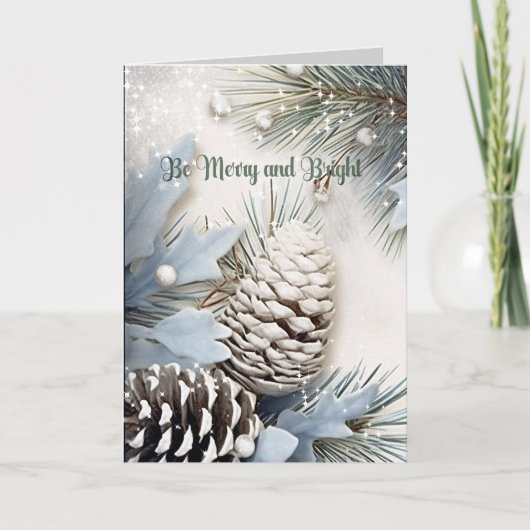 Frohe Weihnachten Sparkle Snowflakes Pine Cones (Vorderseite)
