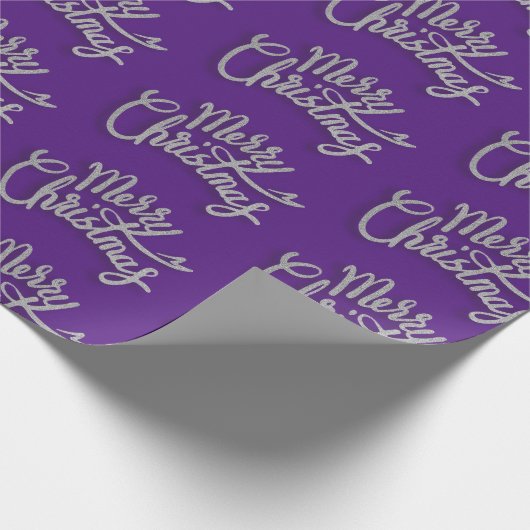 Frohe Weihnachten Sparkling lila und silber Design Geschenkpapier (Ecke)