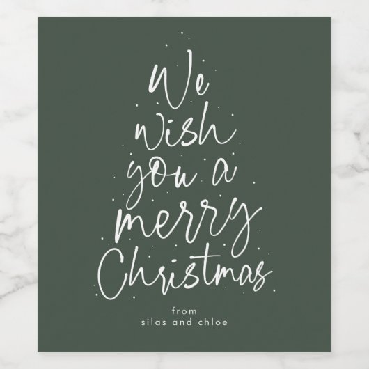 Frohe Weihnachten Spaß grün personalisierten Urlau Weinetikett (Einzelnes Label)