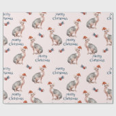 Frohe Weihnachten Sphynx Haare Cat Weihnachtsmannm Geschenkpapier (Flach)