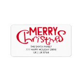 Frohe Weihnachten spielerische Typografie-Rücksend Adressaufkleber (Vorne)