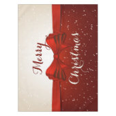 Frohe Weihnachten Split Schnee und Red Ribbon Tischdecke (Vorderseite)