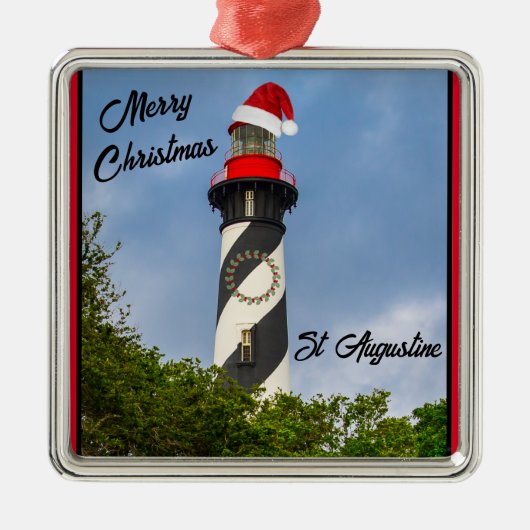 Frohe Weihnachten St Augustine Florida Leuchtturm Ornament Aus Metall (Vorne)