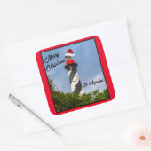 Frohe Weihnachten St Augustine Florida Leuchtturm Quadratischer Aufkleber (Umschlag)