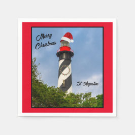 Frohe Weihnachten St Augustine Florida Leuchtturm Serviette